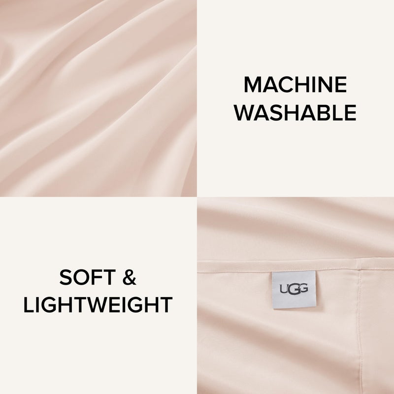 UGG Queen Sheet Set 4-Piece Luxury Cooling Sheets Deep Pockets Premium Bedding with 2 Pillow Shams Hypoallergenic Machine Washable Soft Lightweight Bed Set for Bedroom, Queen, Shell Pink (Hedi) - Image 4